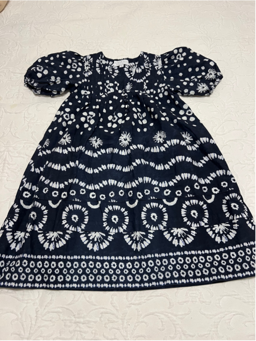 Girl’s Hunter Bell Jenkins Dress Size 8 Blue White Patterned